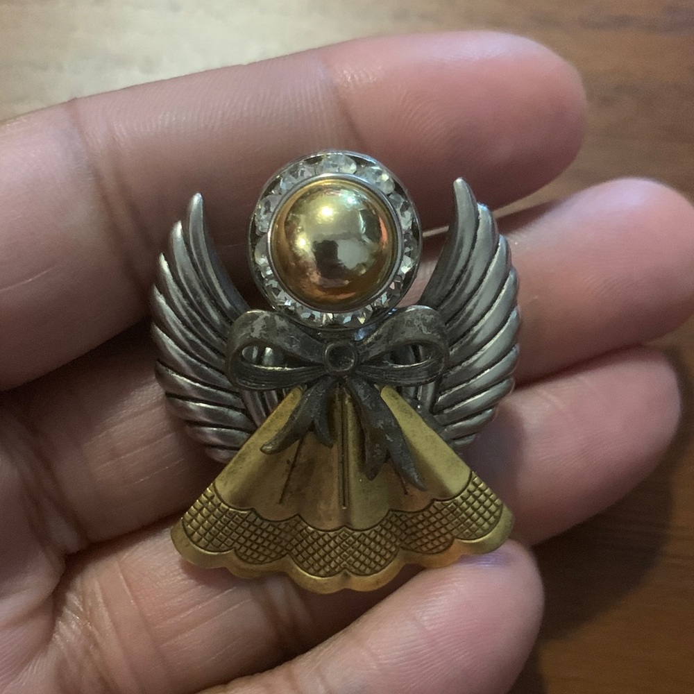 Vintage Gold and Silver Angel Brooch